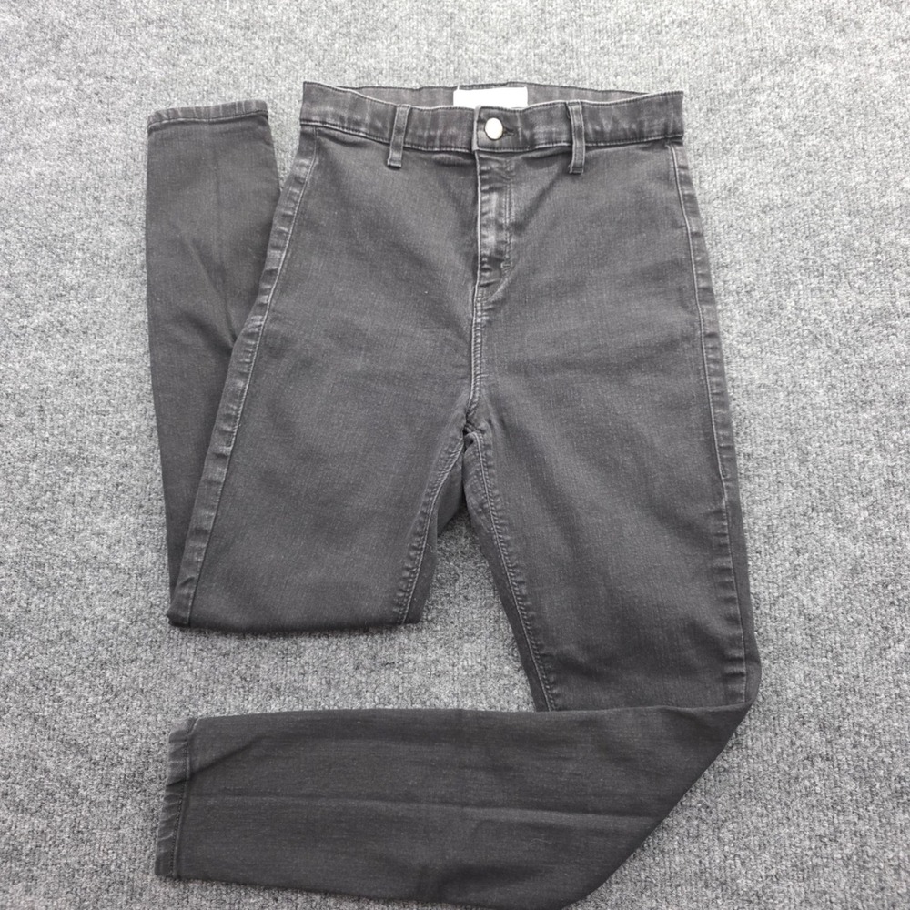 Topshop Joni Jeans High Waisted Skinny Distressed Knee Black W30 L30 Womens Deni